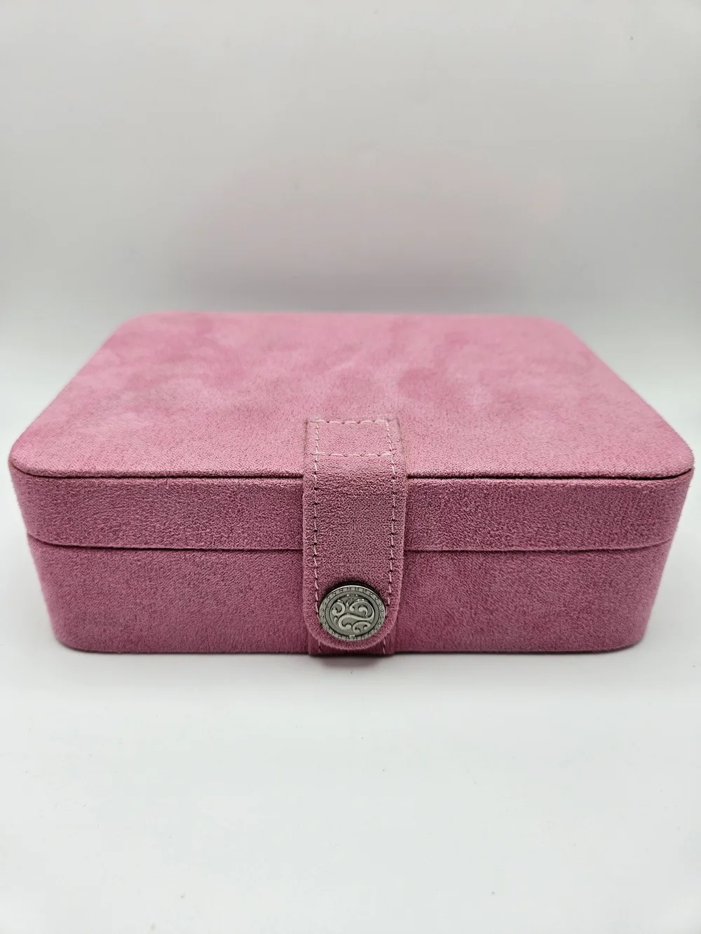 Mele & Co Pink Faux Suede Jewelry Two Tier Vanity Travel Case Organizer